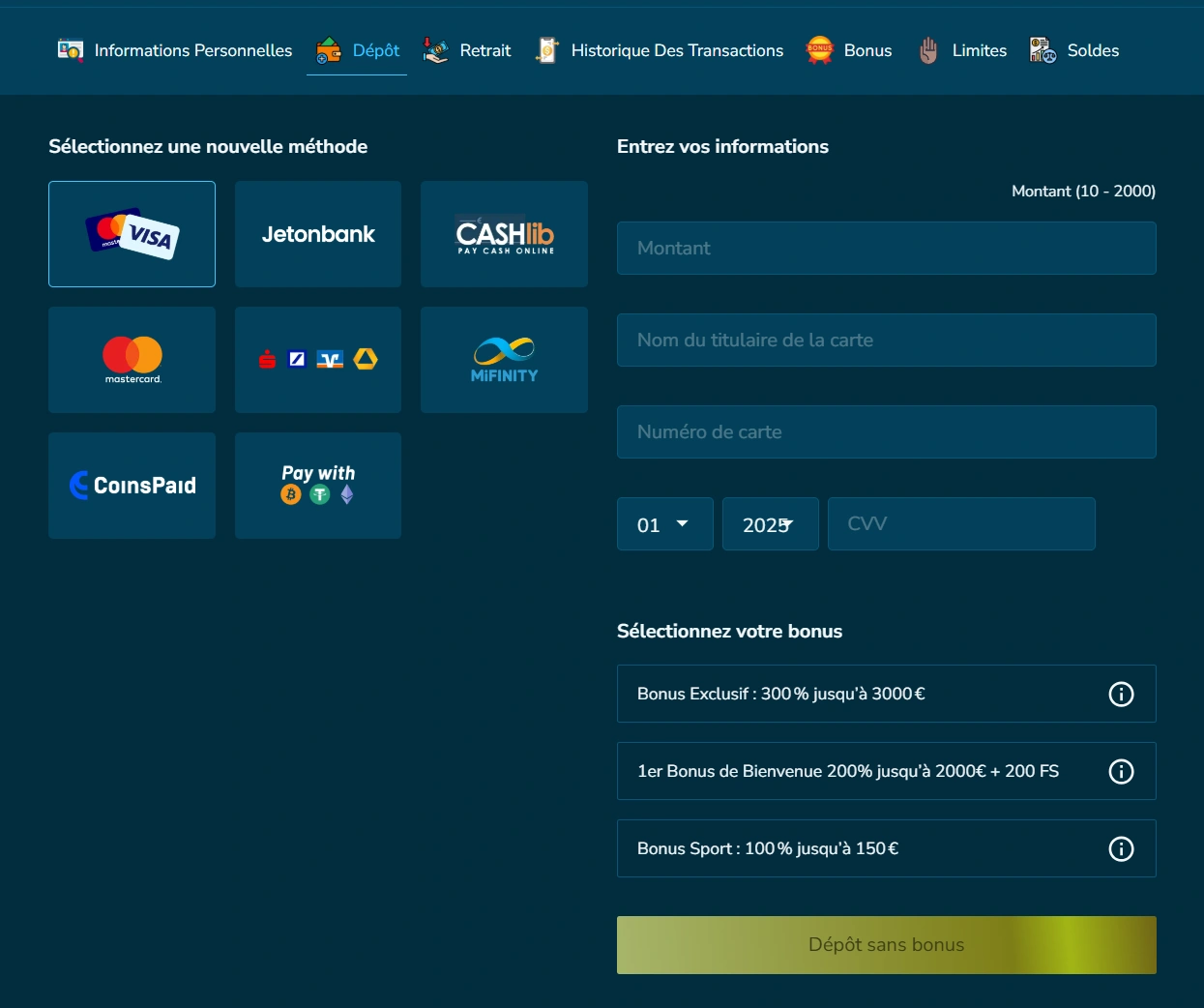 Méthodes de Paiement VolerBet Casino